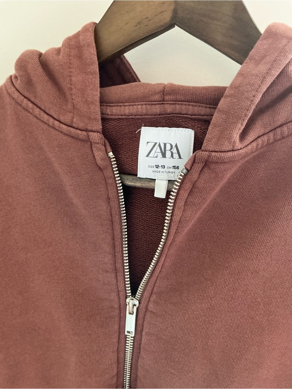 ZARA Men's Mauve Zip-Up Hoodie - Silver Zipper